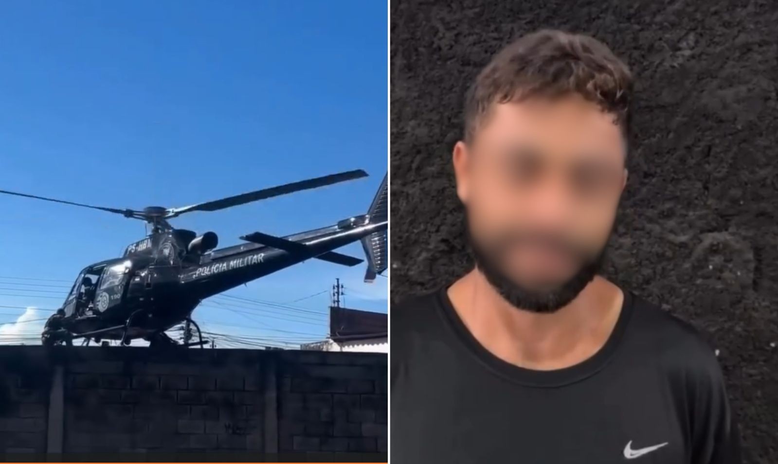 Homem é detido em carro furtado e elogia ação de policiais em helicóptero: ‘Nunca tinha visto na minha vida, só em filme’