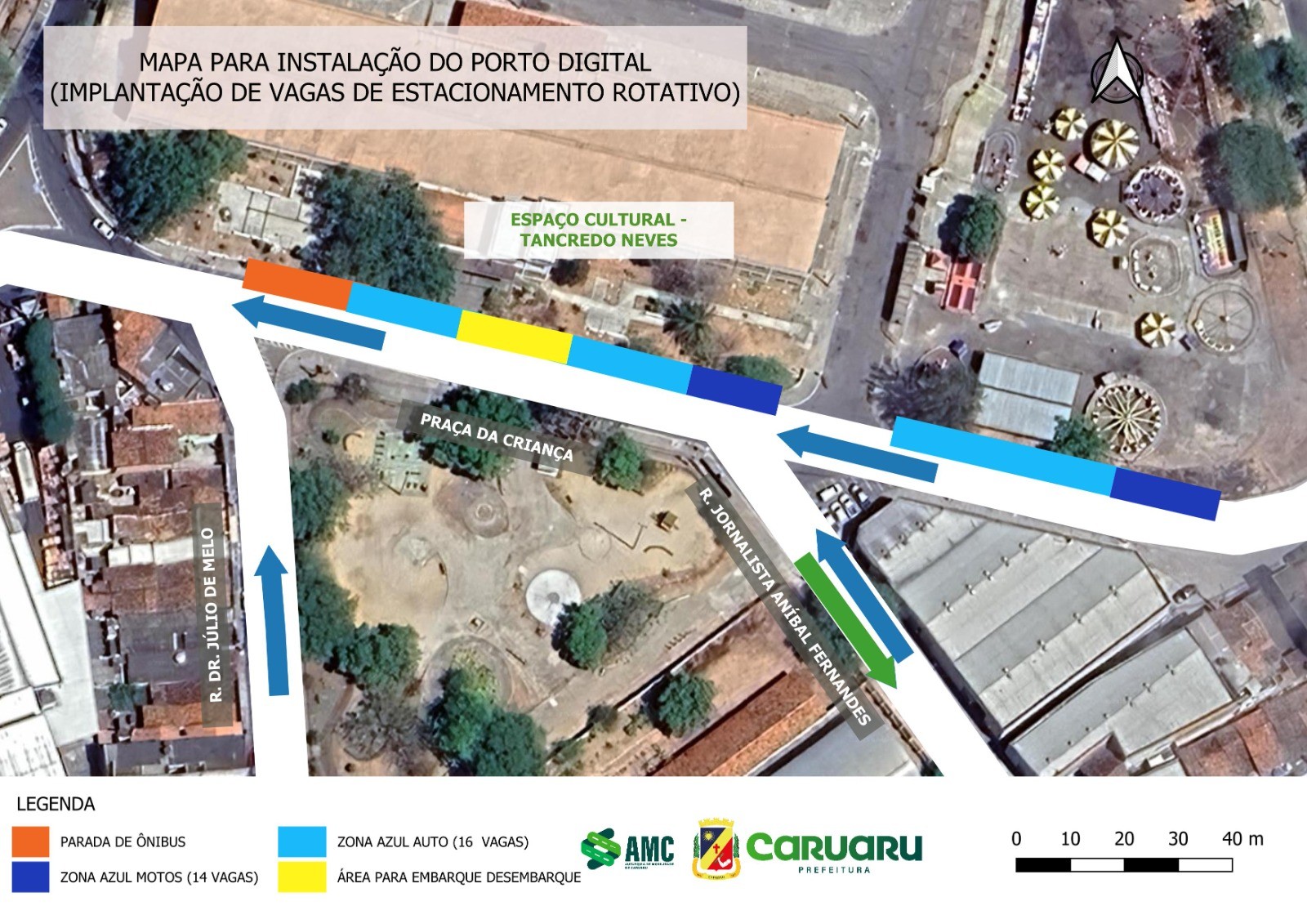 Centro de Caruaru recebe 30 novas vagas de estacionamento rotativo; veja locais