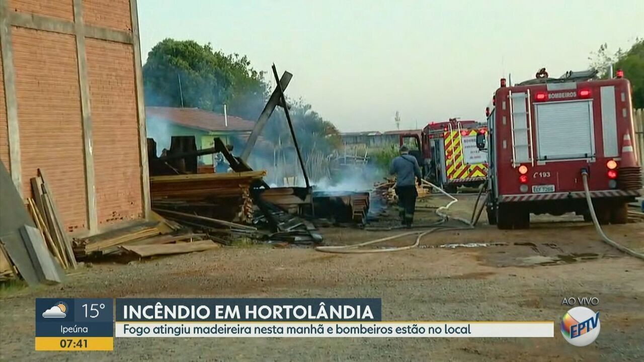 Incêndio atinge madeireira, e destrói galpão e veículos em Hortolândia | G1