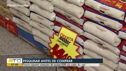 Procon aponta variação de quase 50% nos custo da cesta básica em Palmas