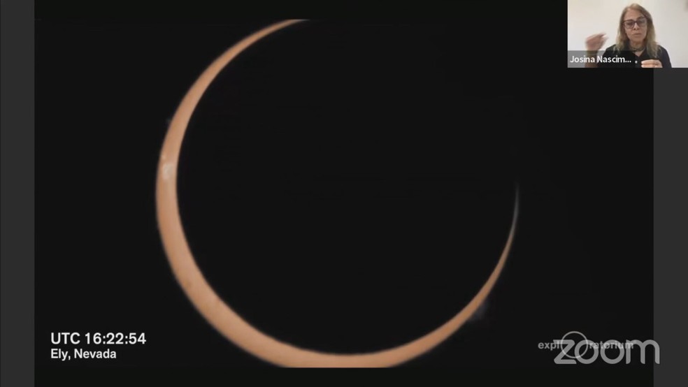 Registro do eclipse em Ely, Nevada, nos Estados Unidos — Foto: Reprodução/ON