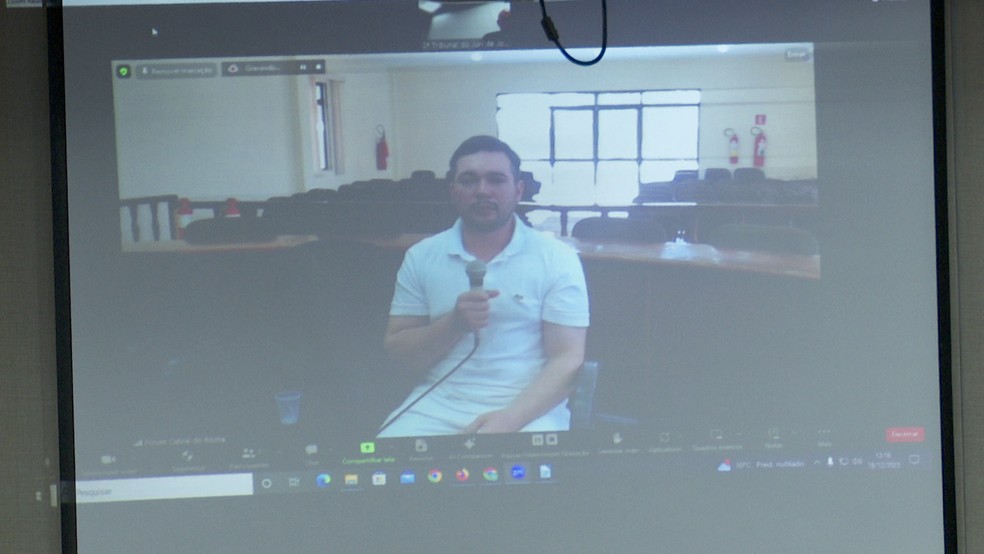 Ruan Macário participou de forma remota de julgamento — Foto: Reprodução/TV Cabo Branco