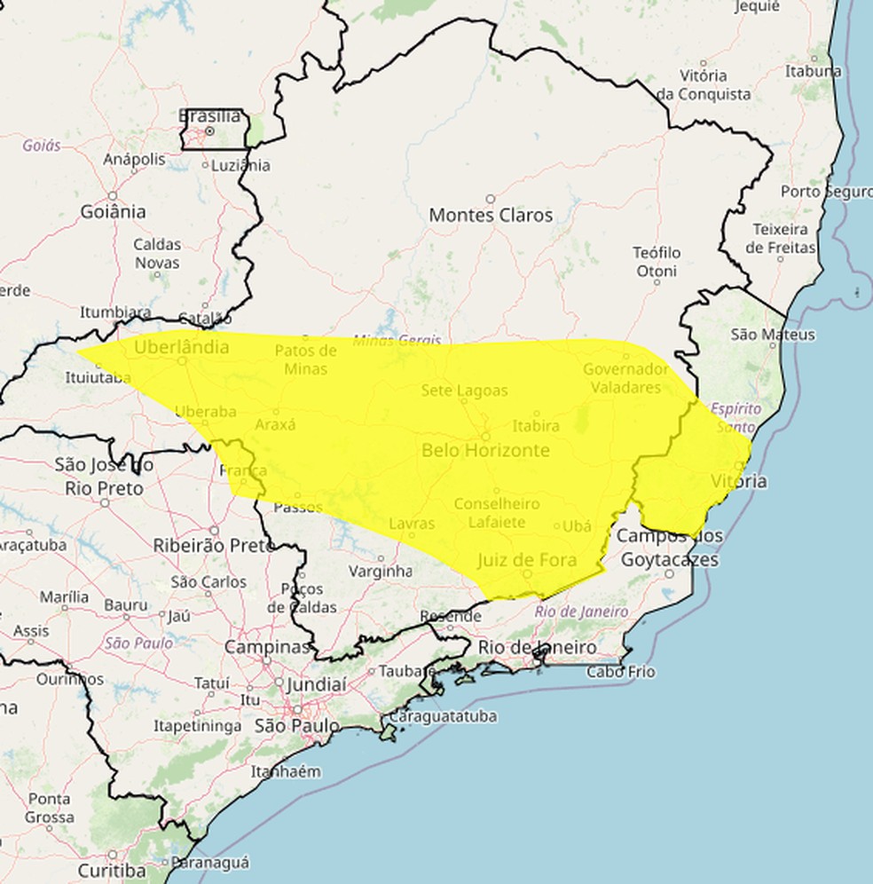 Aviso de perigo potencial por causa das altas temperaturas nos próximos dias. — Foto: INMET