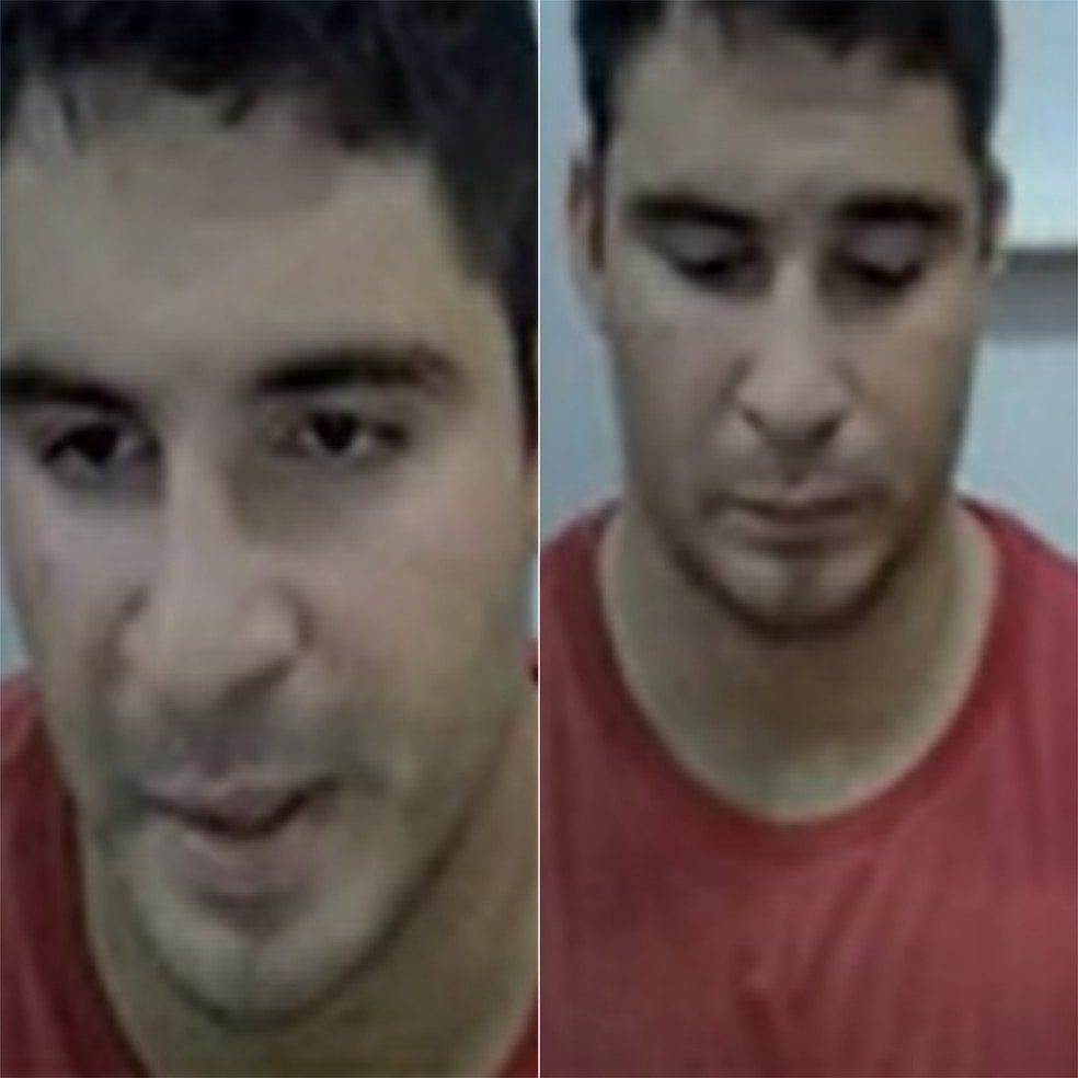 Igor Eduardo Pereira Cabral em audiência de custódia em julho, após agressão com 60 socos à namorada — Foto: Reprodução