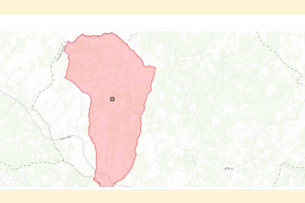 Mapa da TI, em Iguatemi (MS). — Foto: Terras Indígenas no Brasil/Reprodução