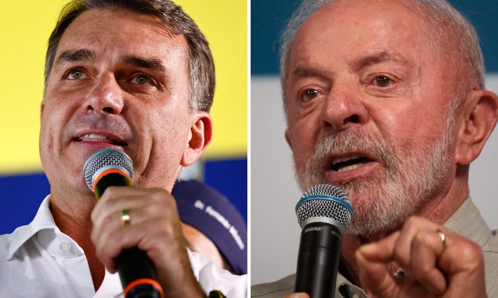 Flávio Bolsonaro (PL) e Lula (PT), que disputam o segundo turno presidencial no dia 25 de outubro. — Foto: Wilton Junior/Estadão Conteúdo e Diego Herculano/Reuters
