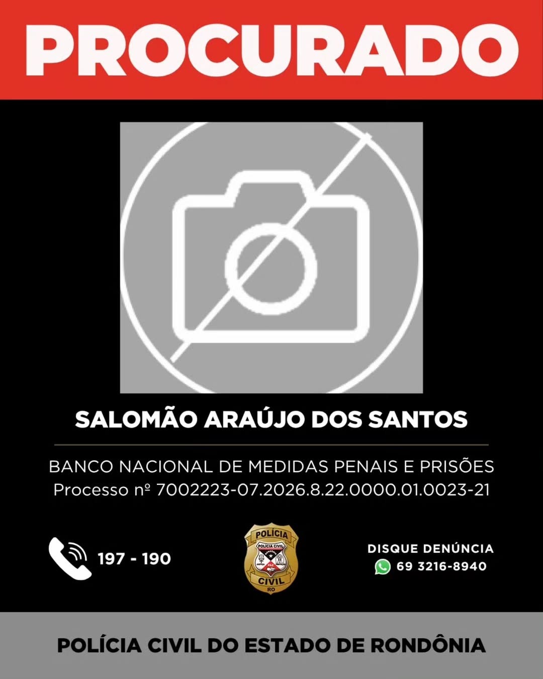 Salomão Araújo dos Santos — Foto: Reprodução/ Polícia Civil de Rondônia