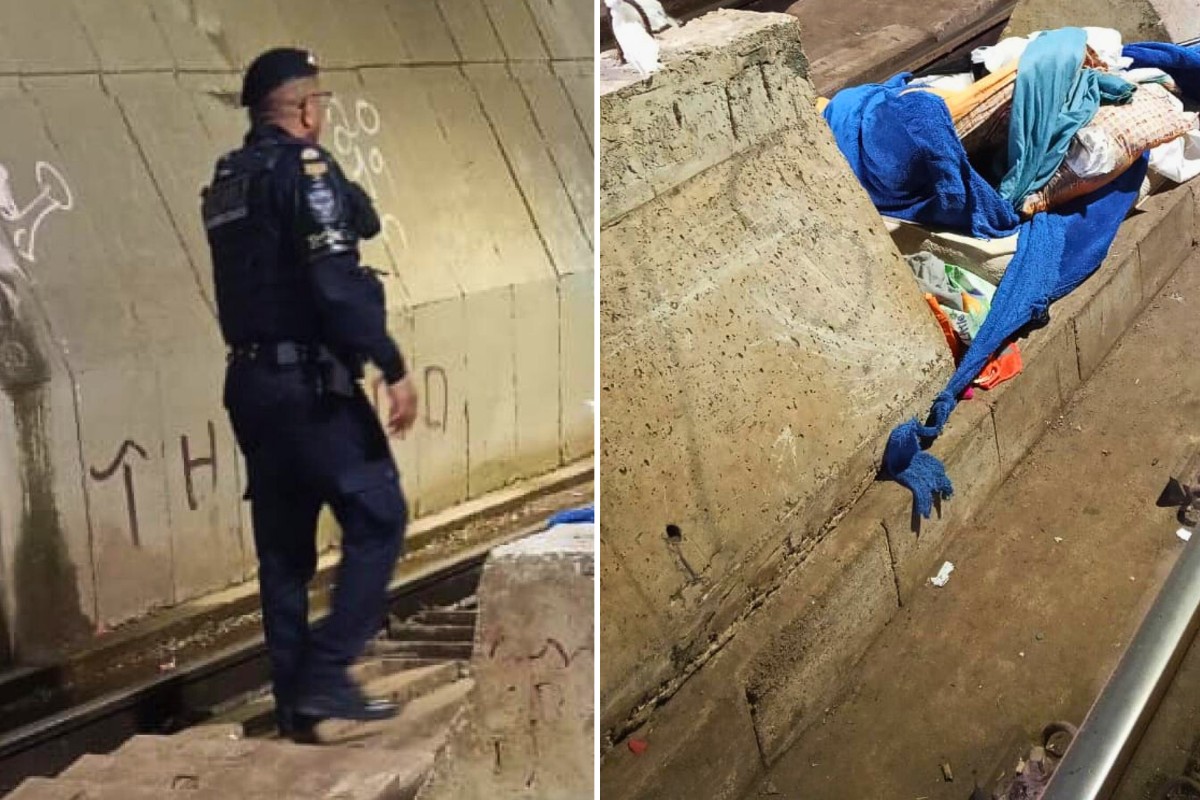 Operação no túnel do VLT em Santos retira 25 kg de materiais usados como abrigo