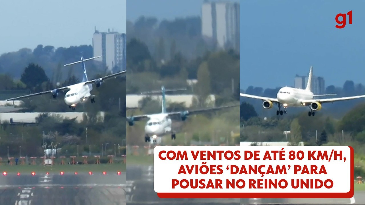 VÍDEO: Com ventos de até 80 km/h, aviões 'dançam' e pilotos usam técnica 'caranguejo' para pousar no Reino Unido