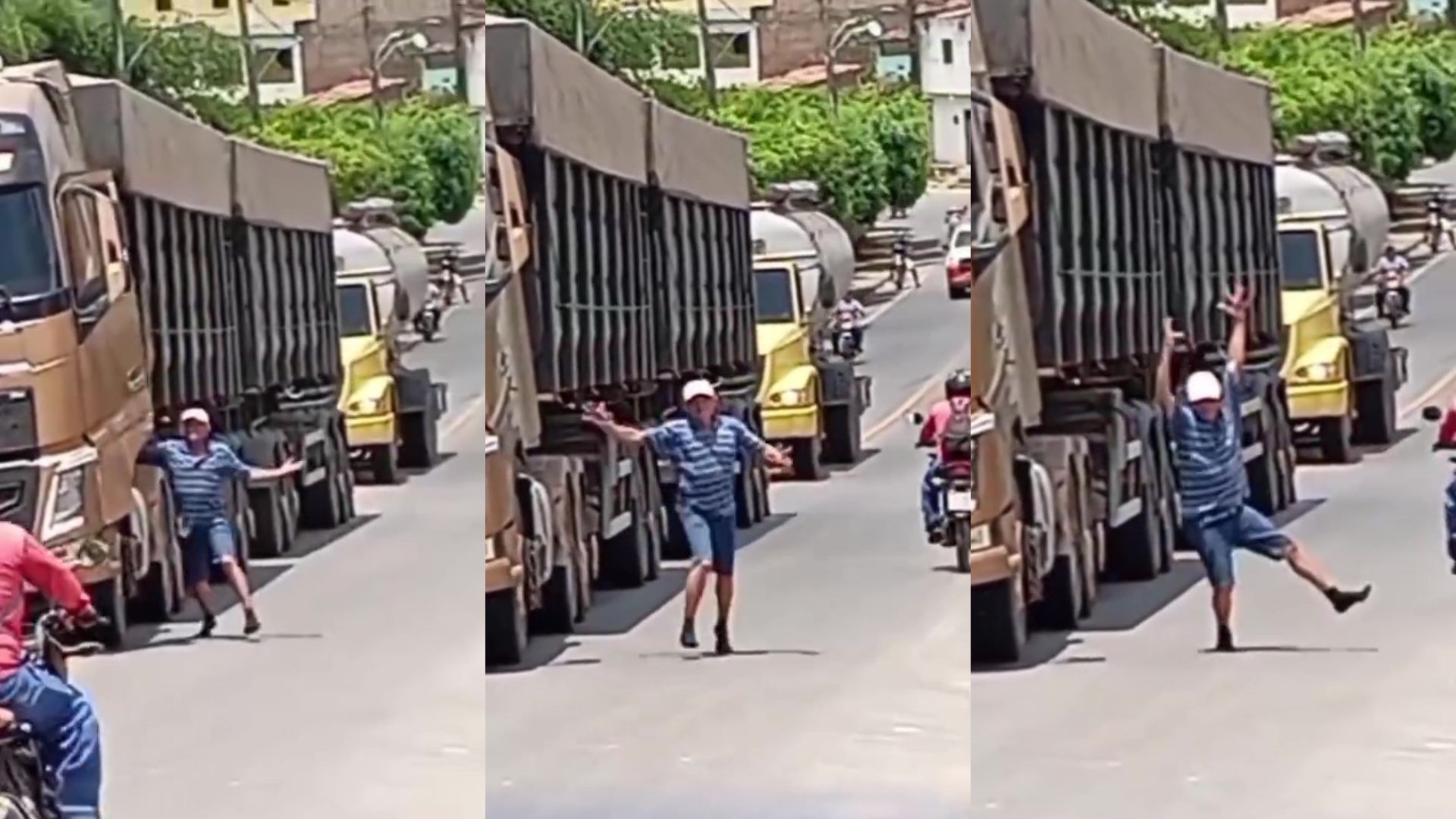 Motorista larga caminhão em movimento para fazer 'dancinha' no meio de ladeira em rodovia; VÍDEO