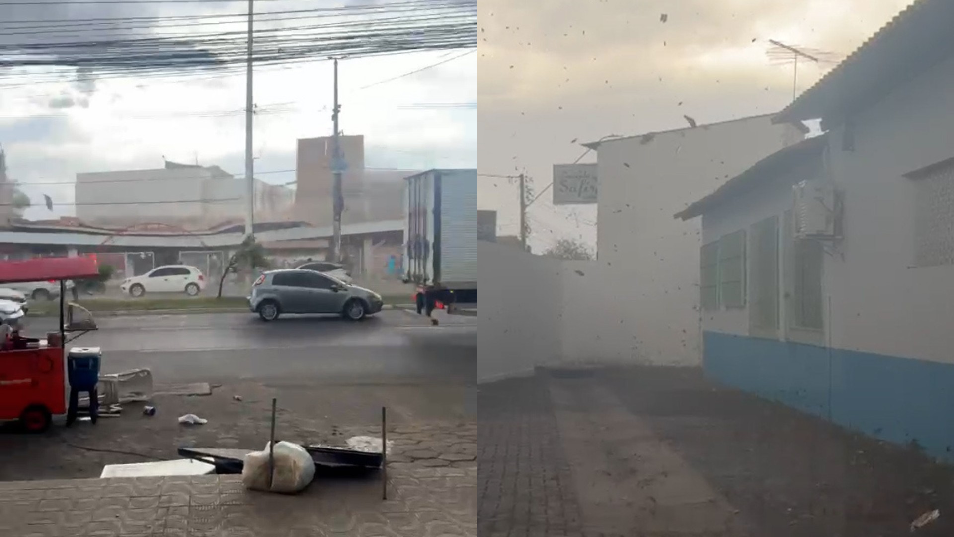 VÍDEO: Ventania derruba placas e danifica telhados durante chuva em São Luís