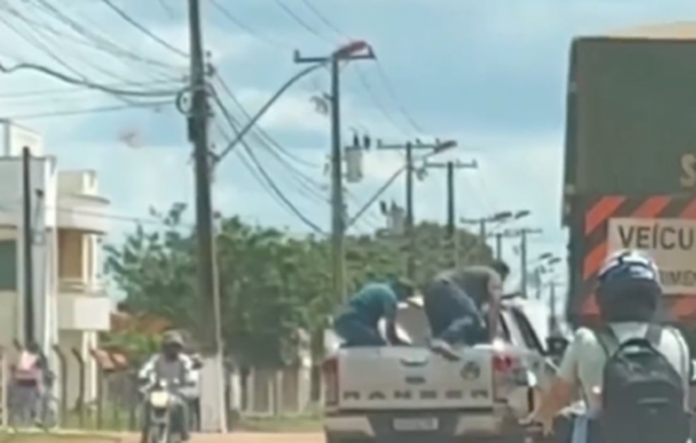 Grupo armado aborda caminho em Sinop  Foto: Redes sociais