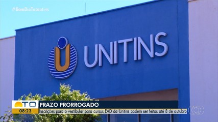 Unitins prorroga inscrições do vestibular para cursos EAD, e prazo segue até 8 de outubro