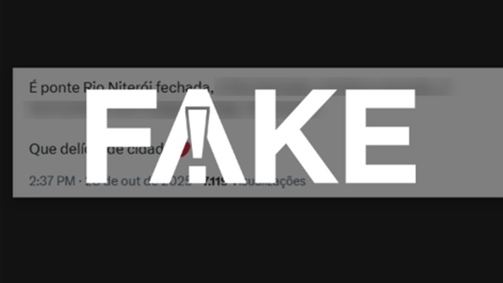 É #FAKE que ponte Rio-Niterói foi fechada — Foto: Reprodução