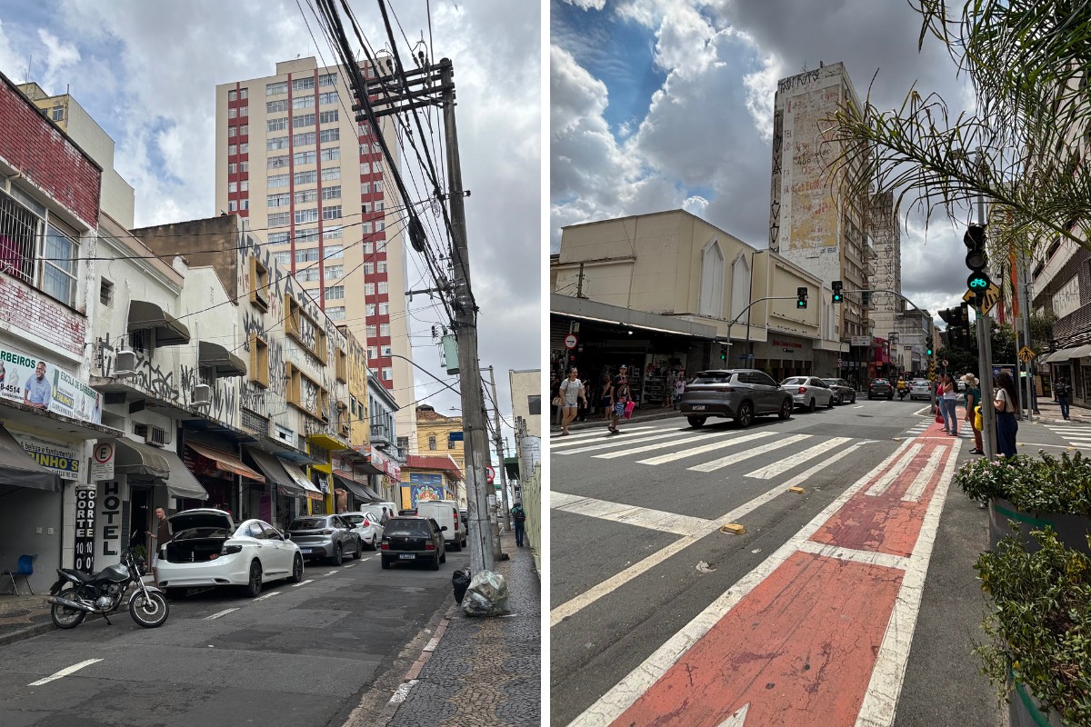 Duas esquinas, dois Centros: FOTOS revelam contraste entre vias revitalizadas e paralelas em Campinas