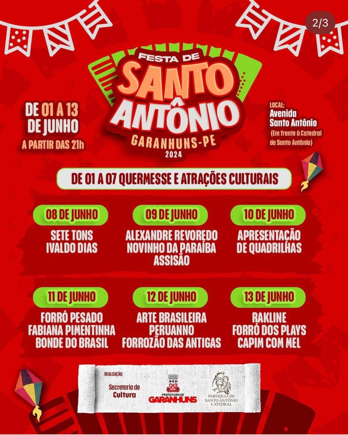 Confira programação da Festa de Santo Antônio em Garanhuns