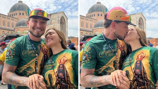 MC Gui pede namorada em casamento após romaria de 170 km até Aparecida