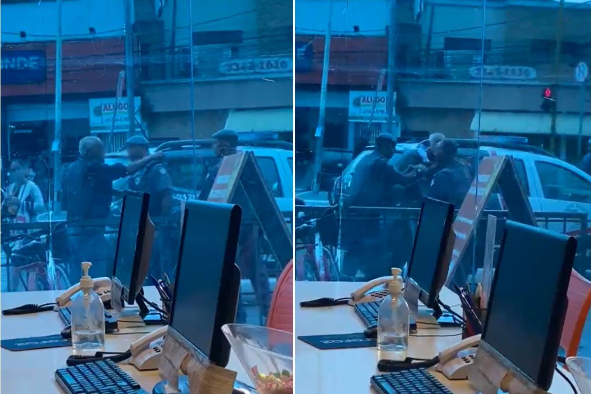 Homem discute com PMs, leva tapa no rosto e é detido por desacato no litoral de SP; VÍDEO