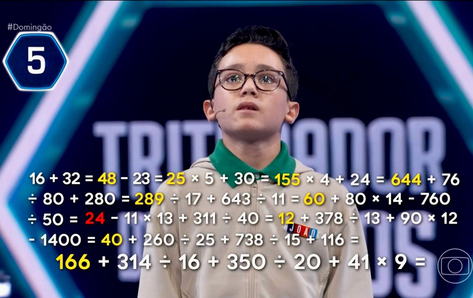 Menino superdotado que cresceu em Garanhuns é vice-campeão no 'Pequenos Gênios' do Domingão; VÍDEO mostra talento
