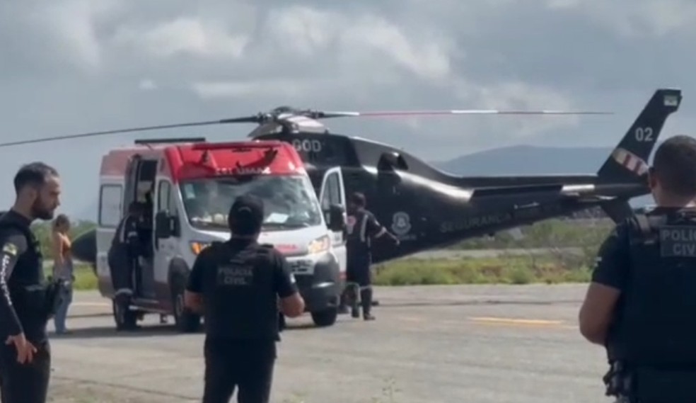 Socorro a policial civil baleado durante operação no interior do RN — Foto: Cardoso Silva/Inter TV Costa Branca