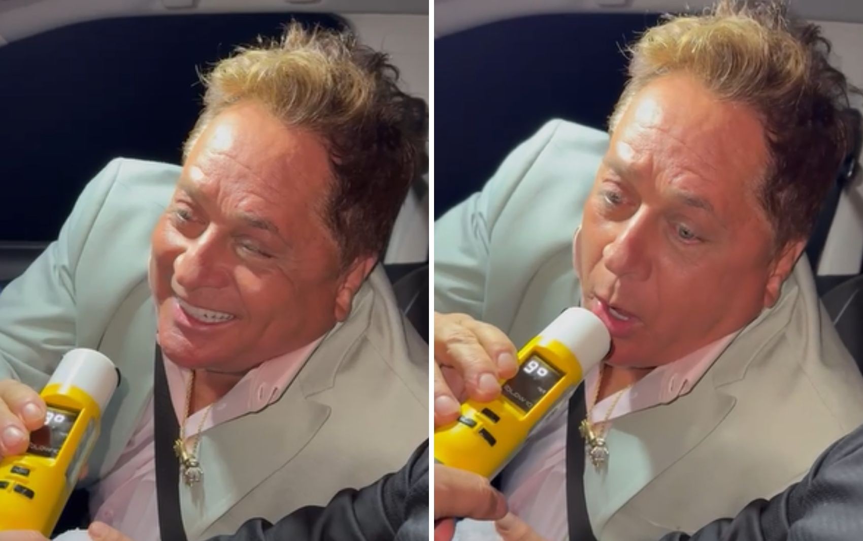 Leonardo canta para policial ao zerar teste do bafômetro, e Poliana brinca: 'Milagre'; vídeo