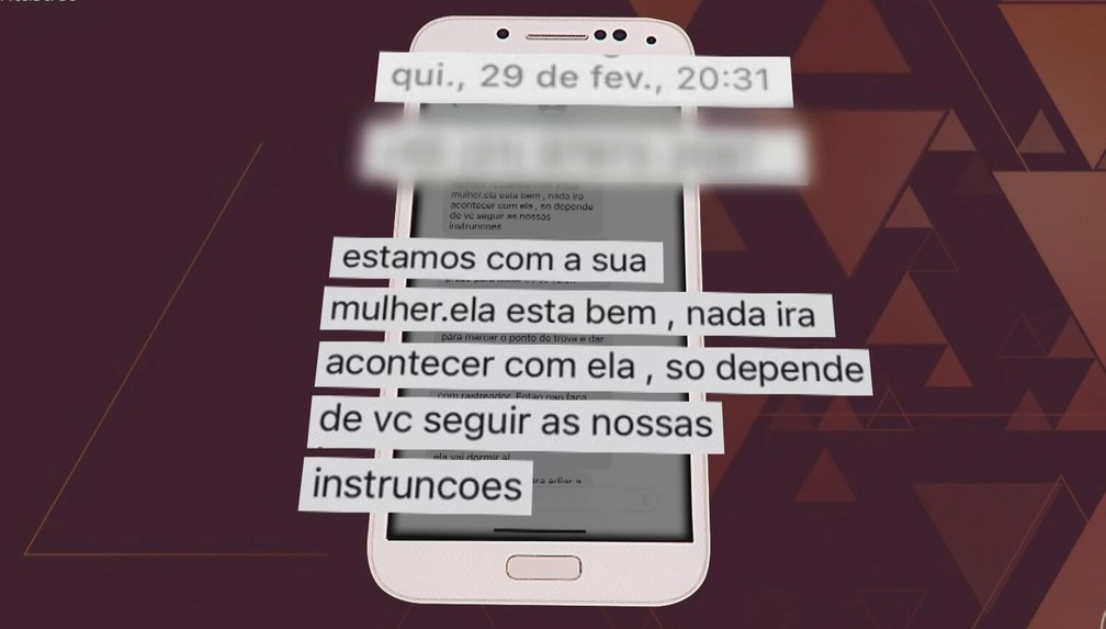 Família de Anic Hardy recebeu mensagem sobre o sequestro — Foto: Reprodução/Fantástico