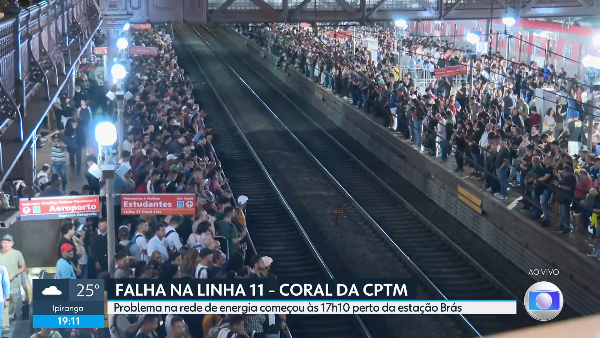Falha em trem da Linha 11-Coral deixa plataformas lotadas, causa lentidão, e passageiros precisam caminhar até estação Brás