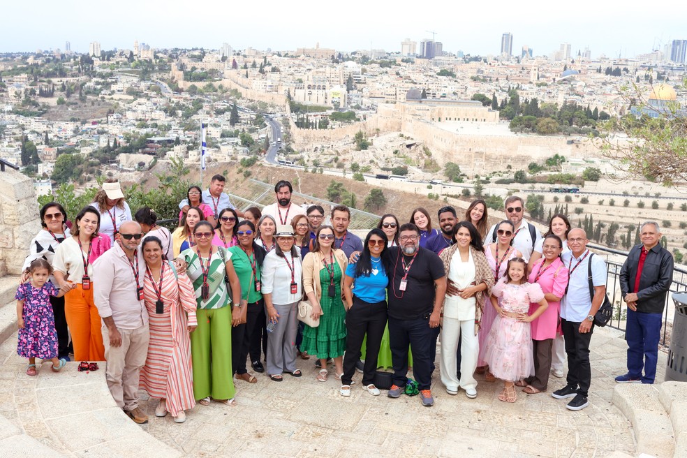 Parte do grupo de maranhenses que está em Israel em meio ao conflito — Foto: Pastor Antônio Dias/Arquivo pessoal