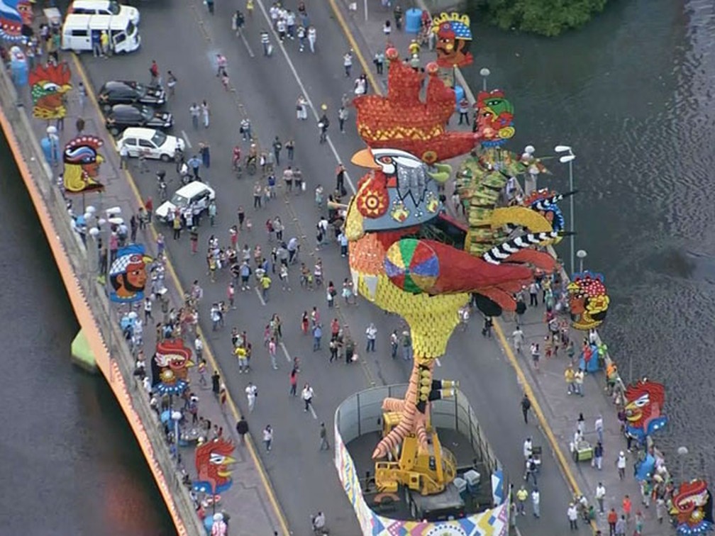 Galo Gigante no carnaval do Recife de 2014 — Foto: Reprodução/TV Globo