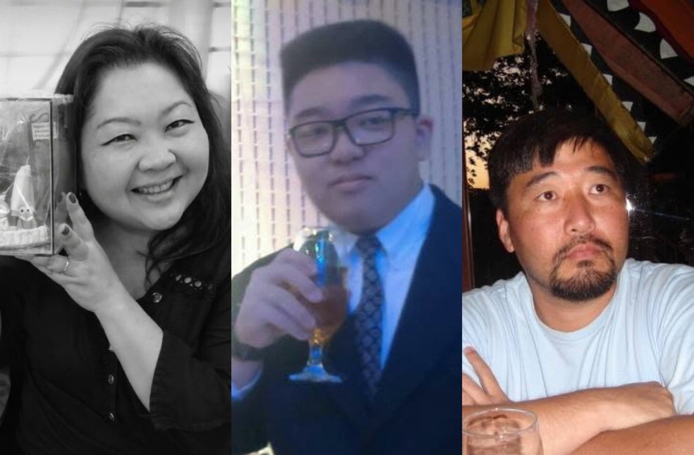 Claudia Hitomi Shimada Furuyama (mãe), Rafael Furuyama (filho) e Marcos Alberto Furuyama (pai). — Foto: Redes sociais