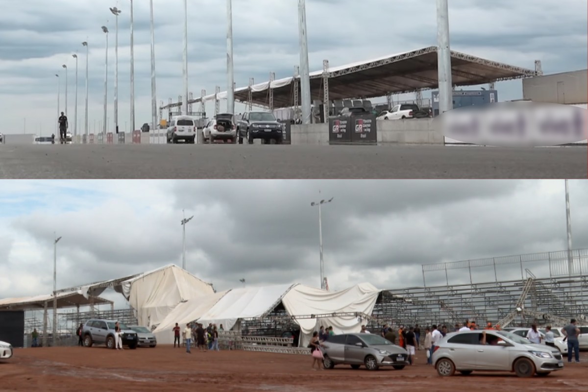 VÍDEO: veja arquibancada antes e depois de ventania arrancar cobertura durante Stock Car em Cuiabá 