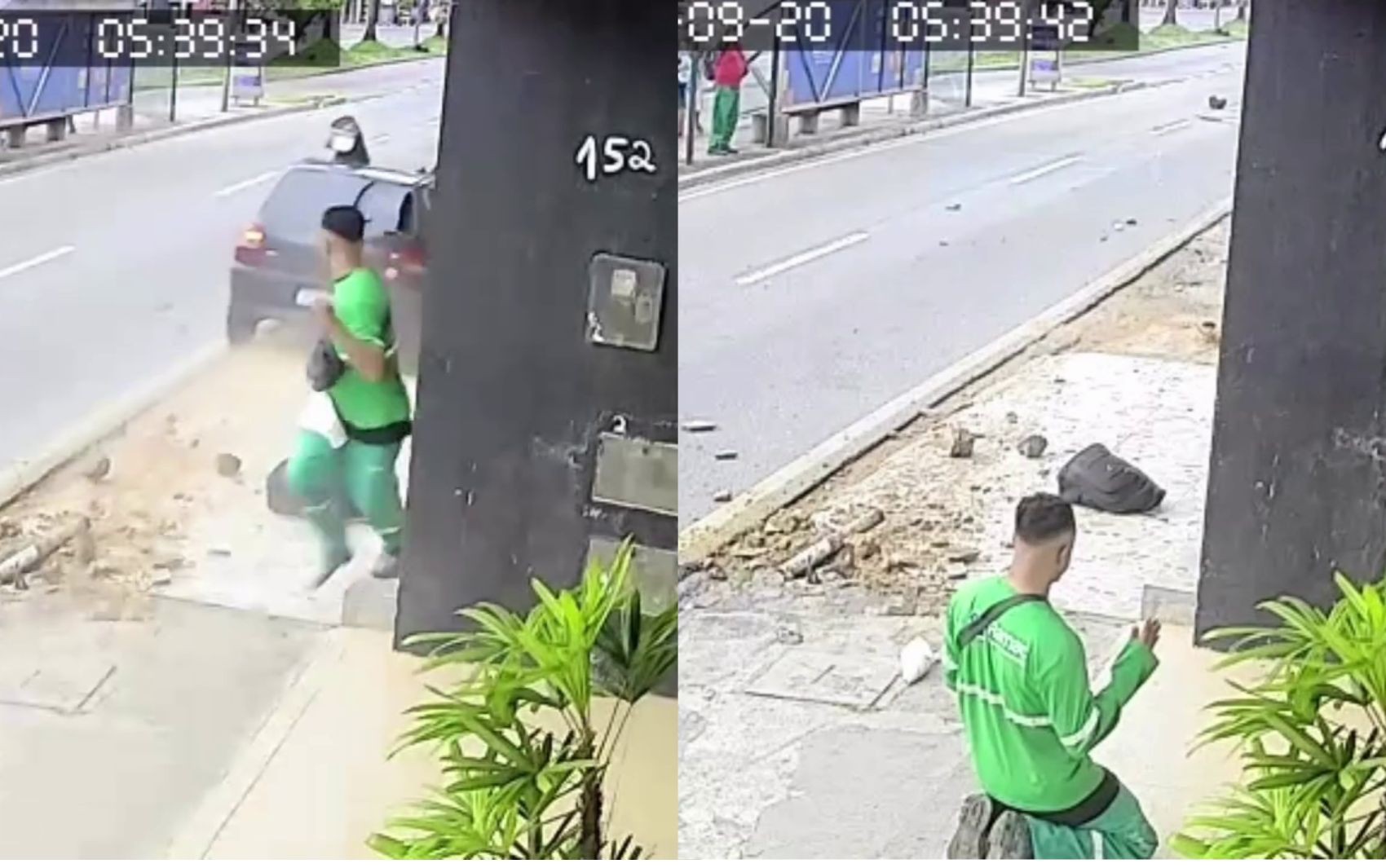 VÍDEO: agente de limpeza escapa de atropelamento em Aracaju