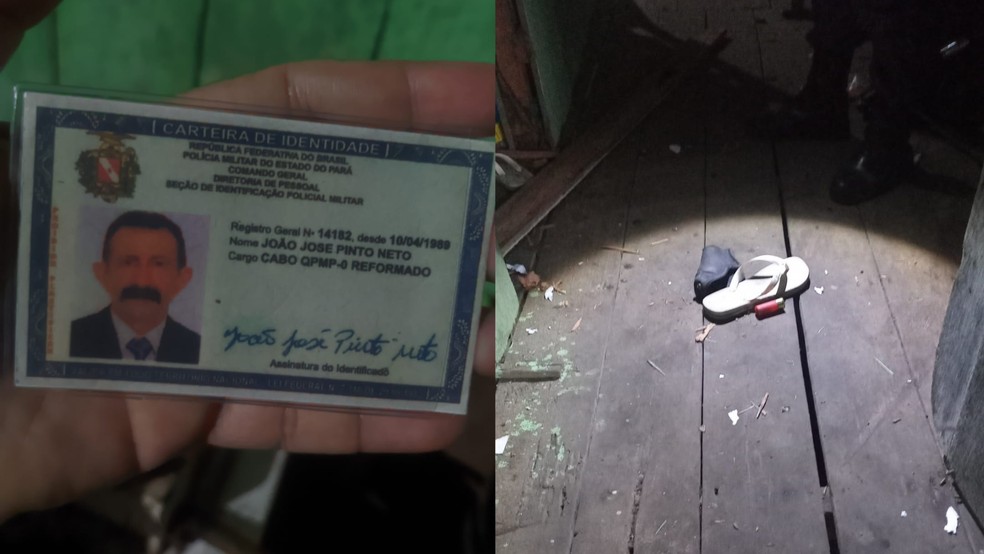 Carteira de identidade da vitima e parte de munição encontrada no local do crime. — Foto: Polícia Militar