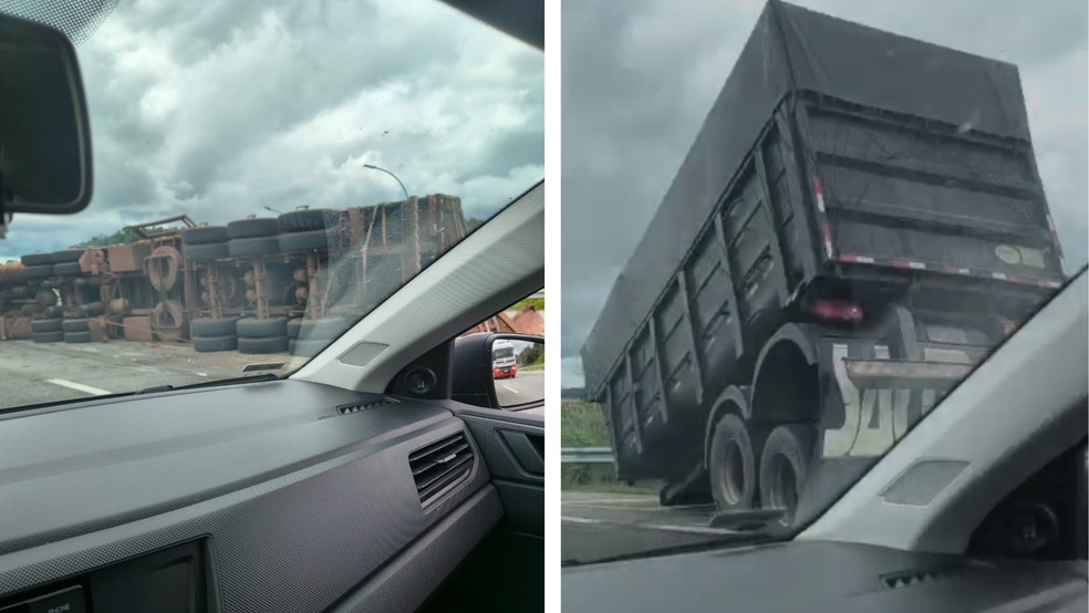 Duas pessoas ficam feridas após acidente envolvendo um caminhão, ônibus e carreta em Araçariguama — Foto: Reprodução/Derli Michelin