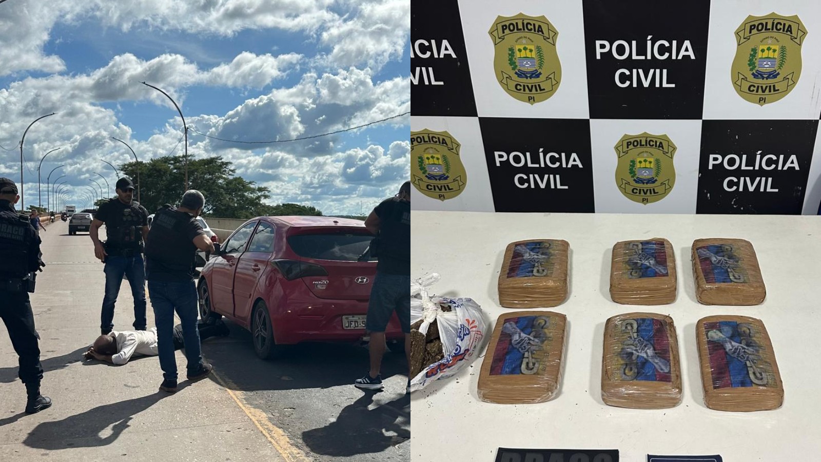 Vídeo mostra perseguição e prisão de motorista flagrado recebendo sacola com skunk em Teresina