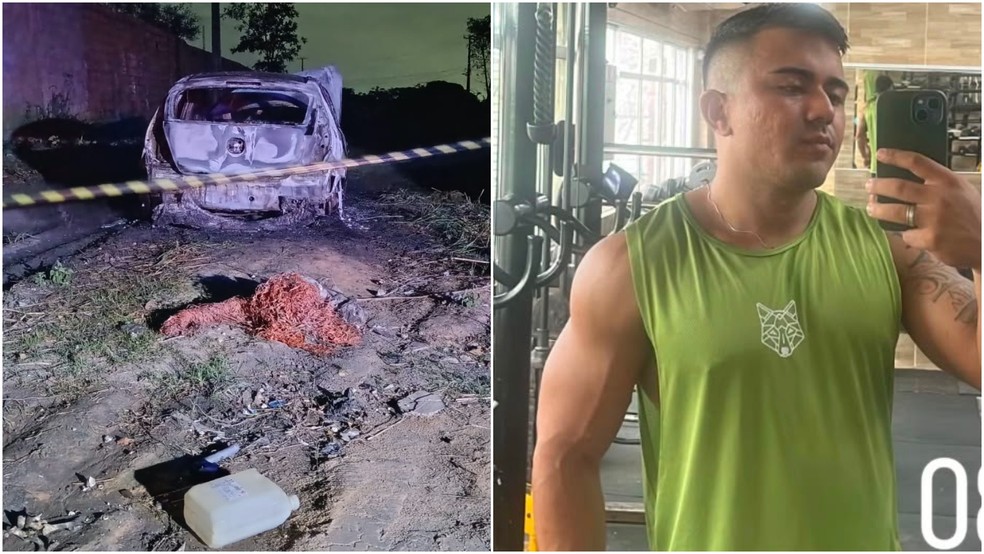 Polícia localizou o corpo do policial Raphael Sampaio da Silva após receber uma denúncia de um carro em chamas abandonado no Bairro Ancuri, em Fortaleza. — Foto: Reprodução/ Arquivo pessoal