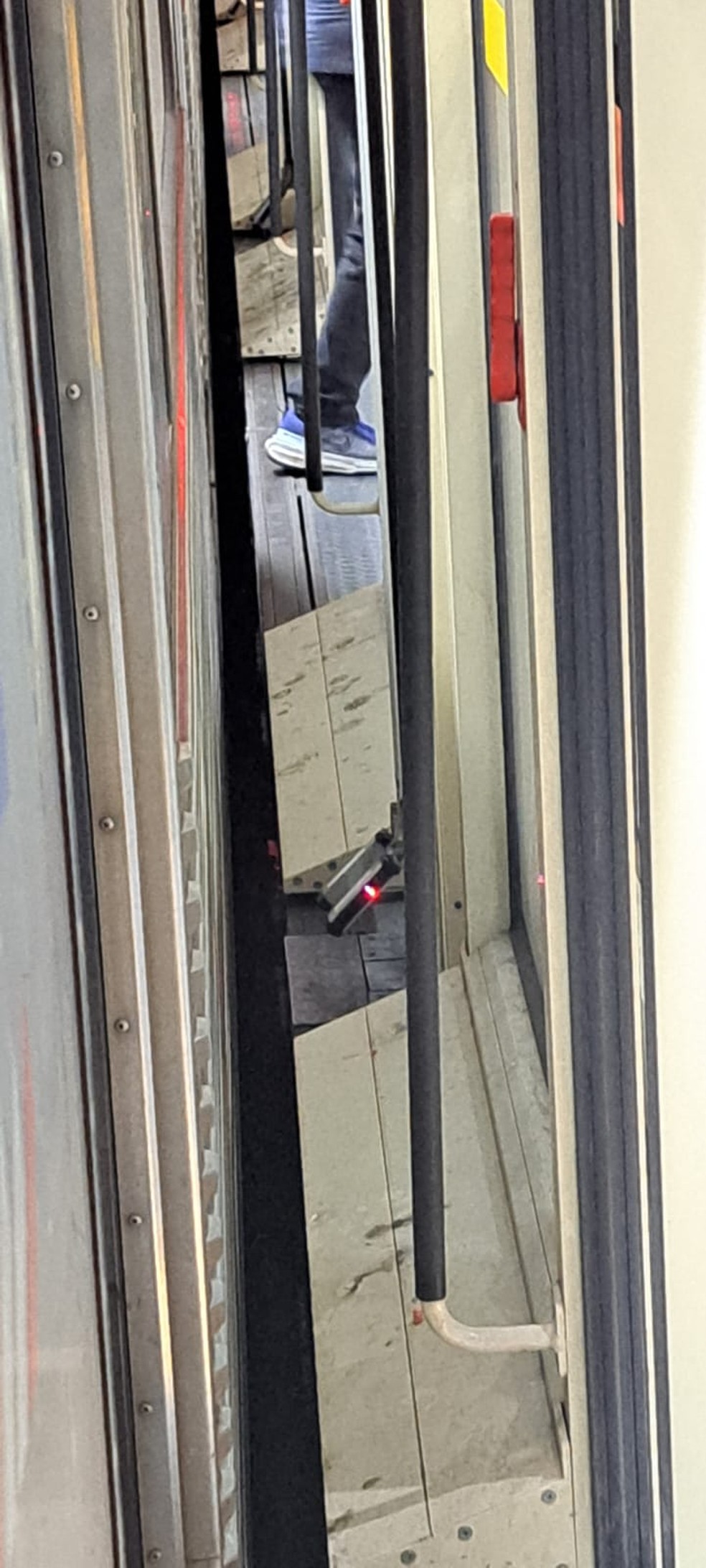 Sensor de presença instalado entre a porta da plataforma e da composição — Foto: Arquivo pessoal