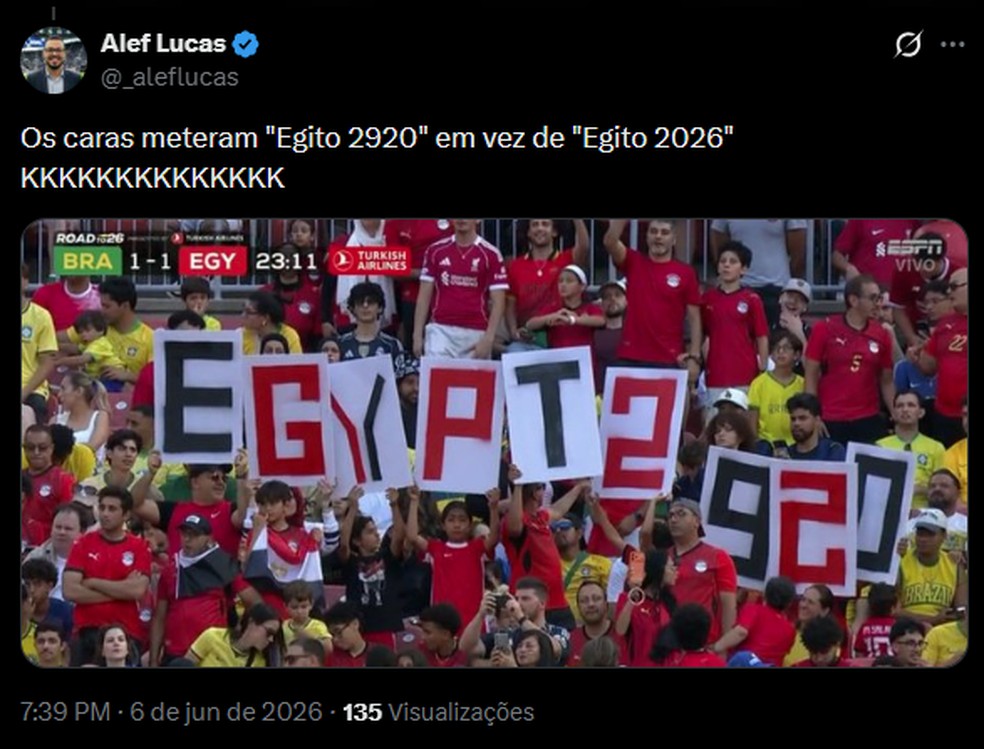 Memes do amistoso entre Brasil e Egito — Foto: Reprodução/X