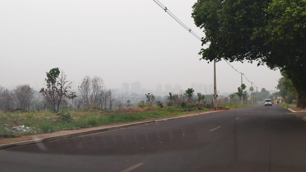 Cortina de fumaça prejudica qualidade do ar em MS — Foto: Rafaela Palieraqui