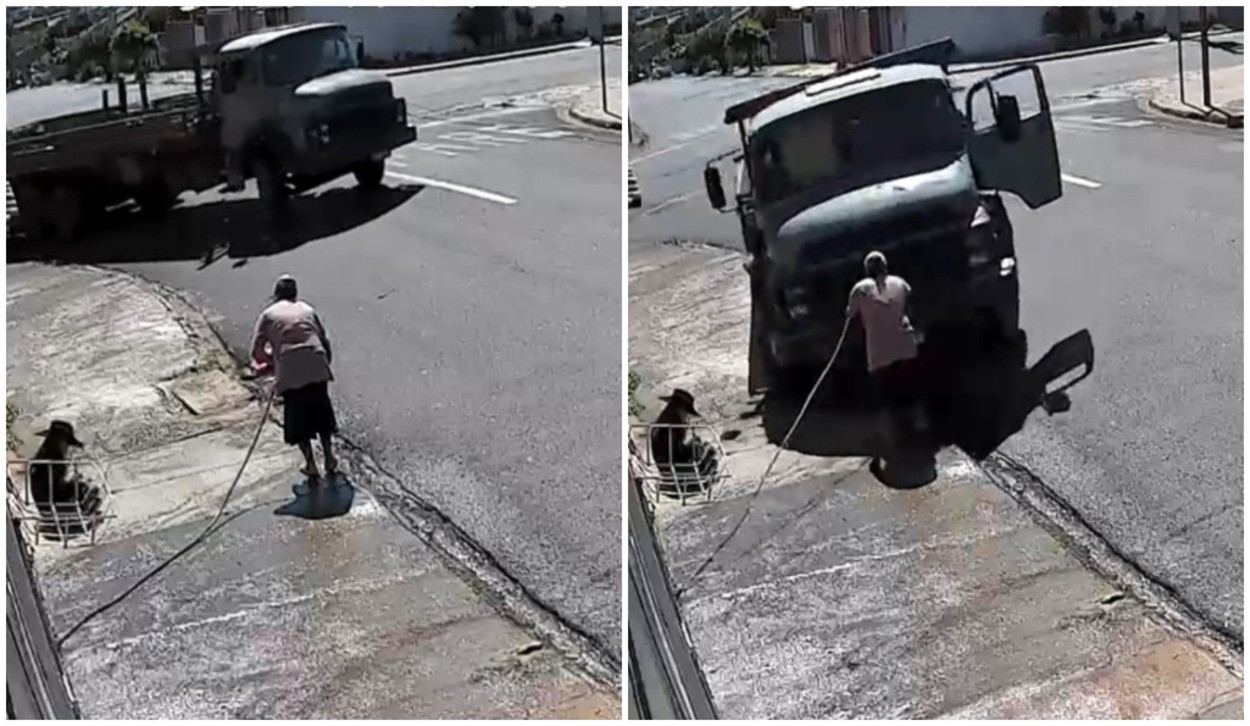 VÍDEO: avó e neta são atropeladas por caminhão desgovernado em calçada no interior de SP