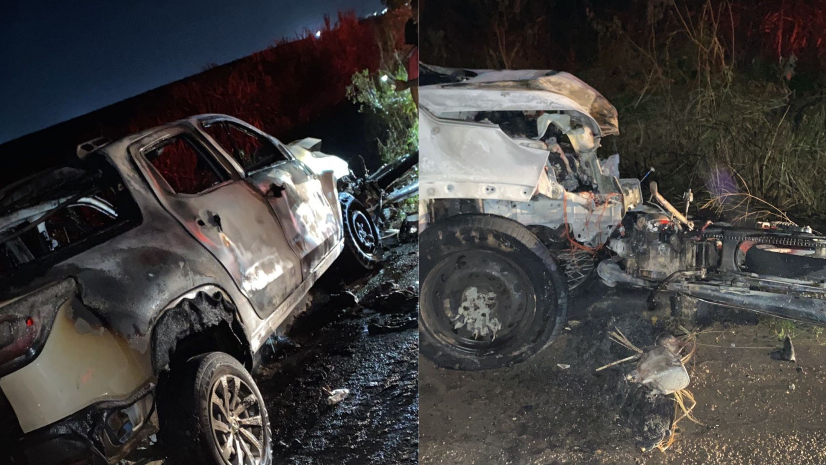 Acidente entre carro e moto provoca incêndio no Litoral Norte da PB; VÍDEO