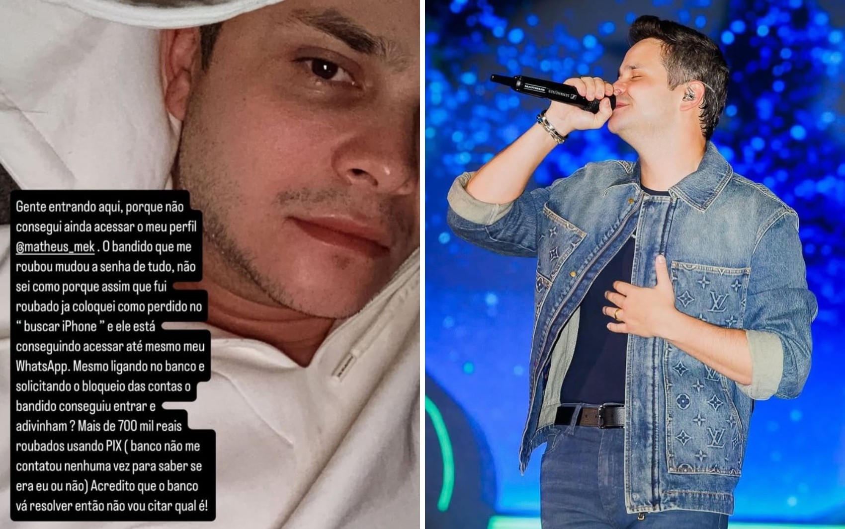 Matheus, da dupla com Kauan, conta que teve mais de R$ 700 mil furtados após ter celular roubado
