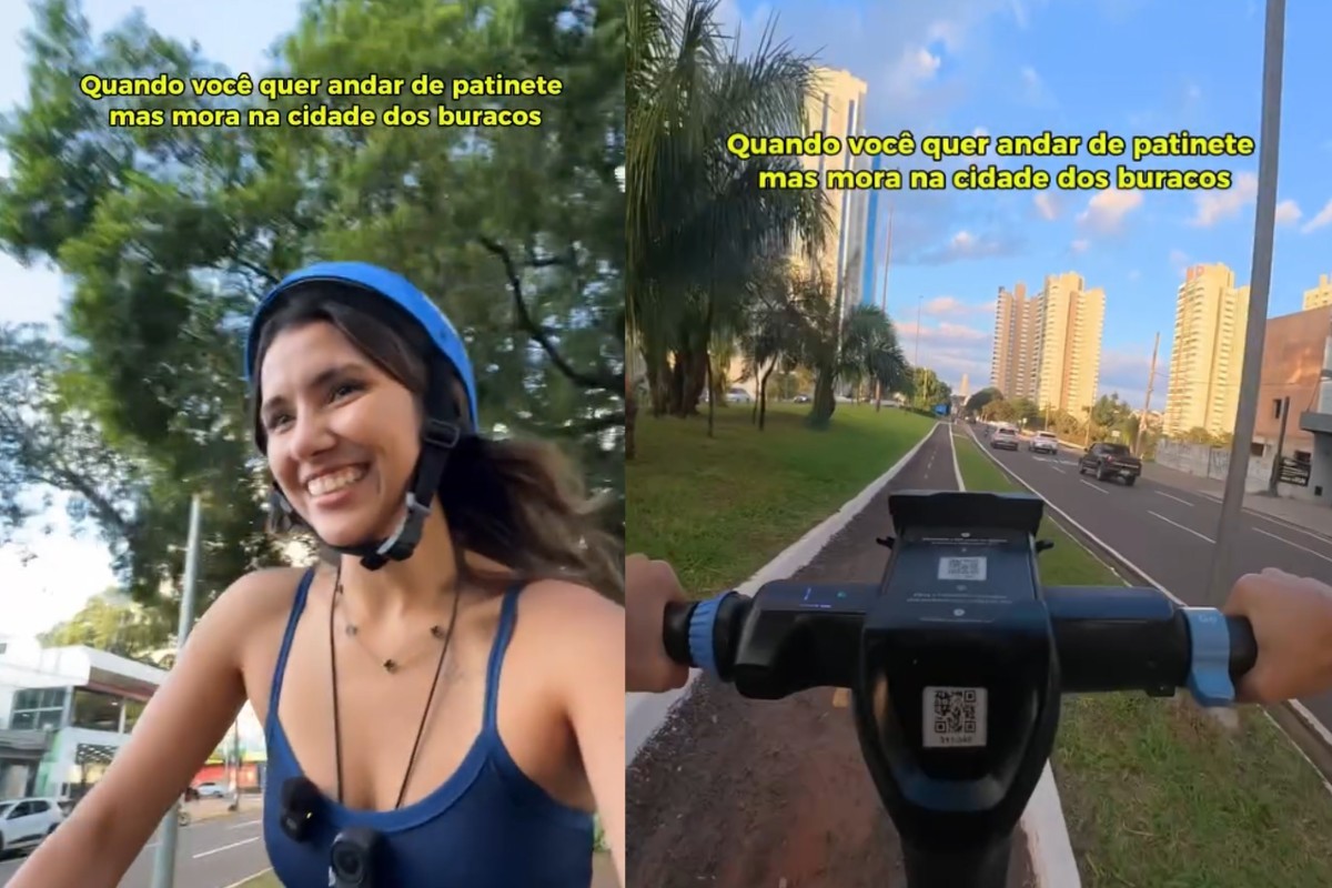 Nem novos patinetes escapam dos buracos em Campo Grande; vídeo viraliza