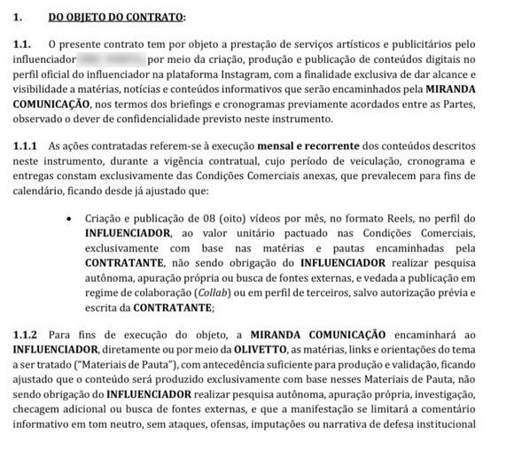 Caso Master: influencer revela contrato de três meses e recebeu R$ 7,8 mil por post inicial com críticas ao BC