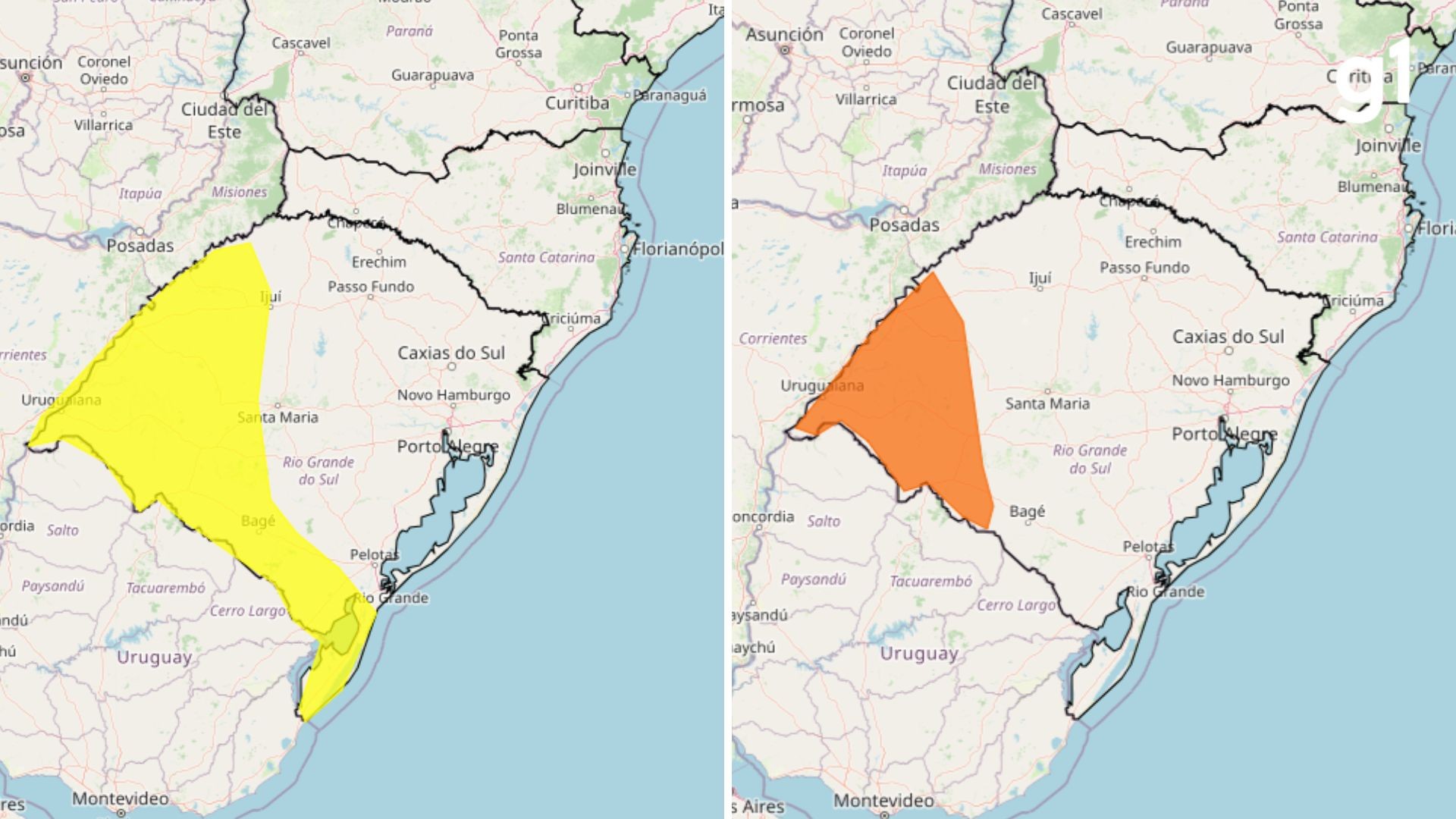 RS tem risco de alagamento e chuva intensa na Região Oeste, diz Inmet