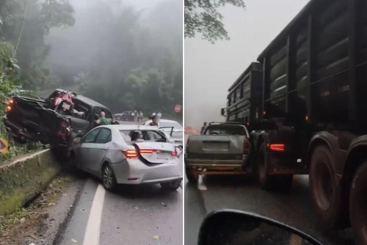 Ônibus desgovernado atinge nove veículos na Anchieta; rodovias têm 37 km de congestionamento; VÍDEO
