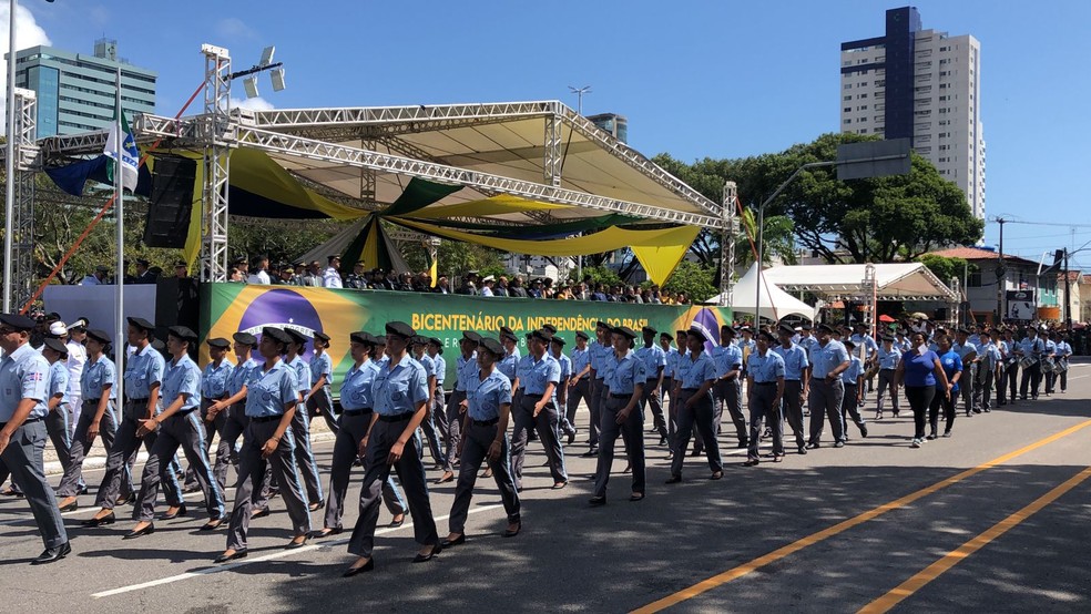 Desfile cívico-militar em Natal, RN — Foto: Vinícius Marinho/Inter TV Cabugi