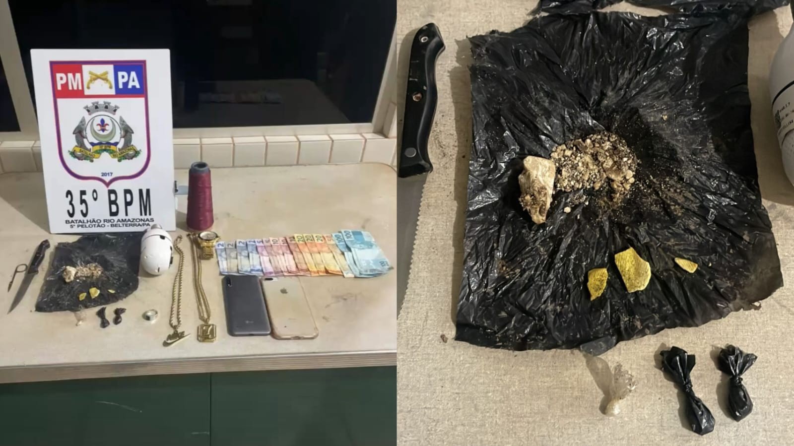 Dois suspeitos são detidos após flagrante em ponto de venda de drogas em Belterra