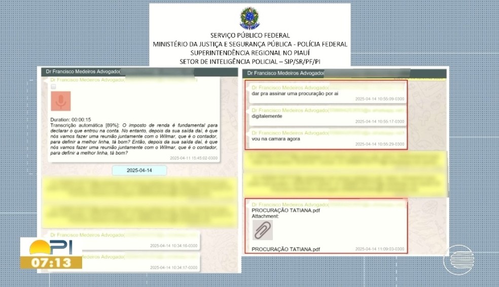 Vereadora e advogado trocaram mensagens enquanto ela estava presa — Foto: Divulgação/PF/TV Clube