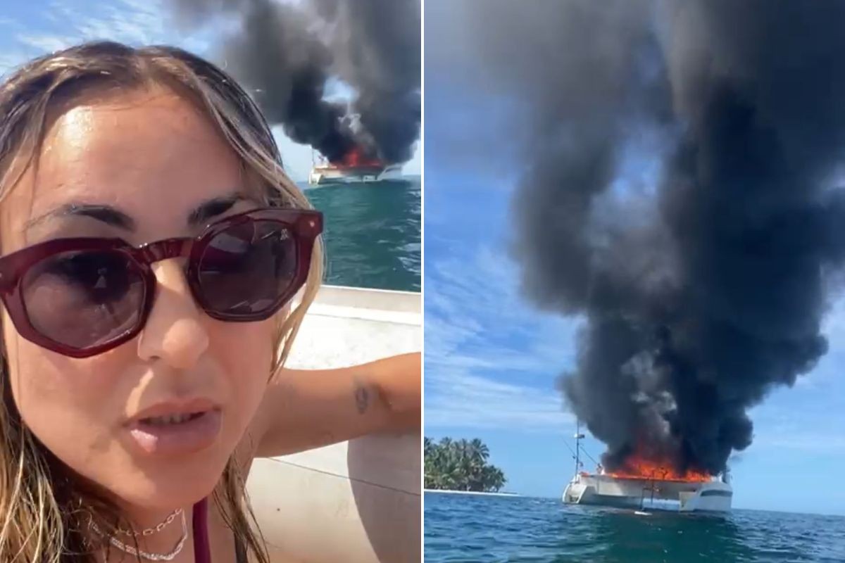 Brasileiros sobrevivem a naufrágio e incêndio em ilha paradisíaca no Caribe; VÍDEO